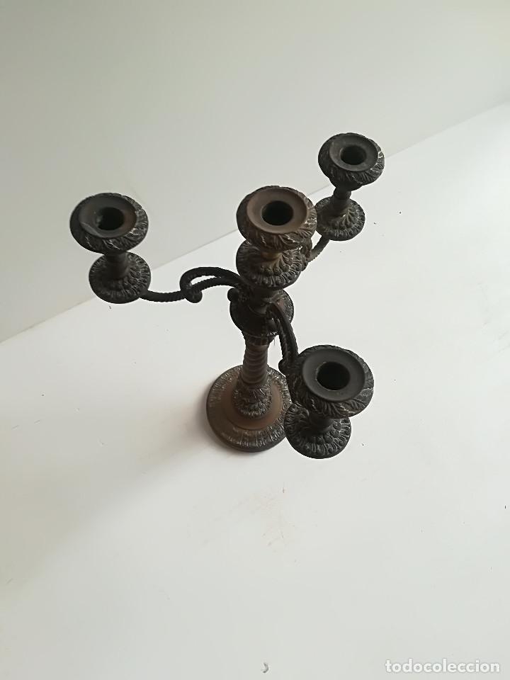 Antig&uuml;edades: CANDELABRO DE TRES BRAZOS Y OTRO CENTRAL - Foto 2