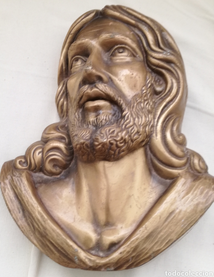 Antig&uuml;edades: Bonito Busto de Cristo Bronce. - Foto 4
