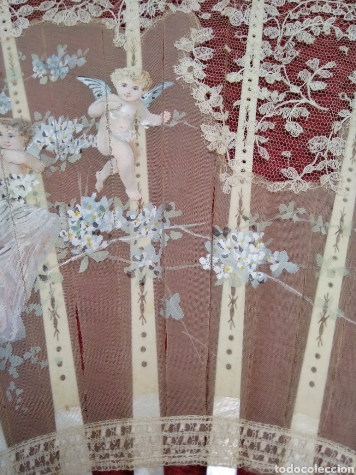 Antigüedades: Abanico de nácar y seda pintado a mano siglo XIX - Foto 9 - 116757032