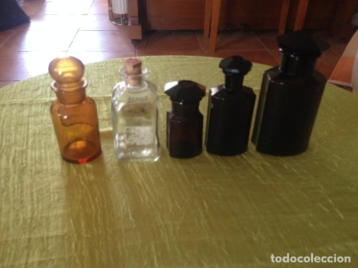 Antigüedades: antigua coleccion de 3 frascos de botica de cristal, sapo medicat ,tinct citric. - Foto 5 - 116822899