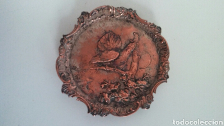 Antigüedades: Plato en bronze o cobre con urogallo - antigua - PRECIOSA !!! - Foto 6 - 117315758