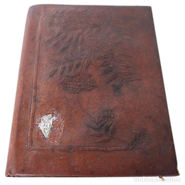 Antig&uuml;edades: Arte Deco - Ant&iacute;gua Carpeta de Documentos Ingl&eacute;s o Franc&eacute;s en Piel Genuina con iniciales en plata
