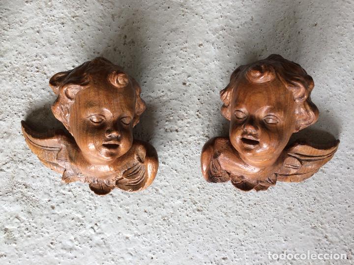 Antig&uuml;edades: Cabezas de &aacute;ngeles, querubines de madera. - Foto 1