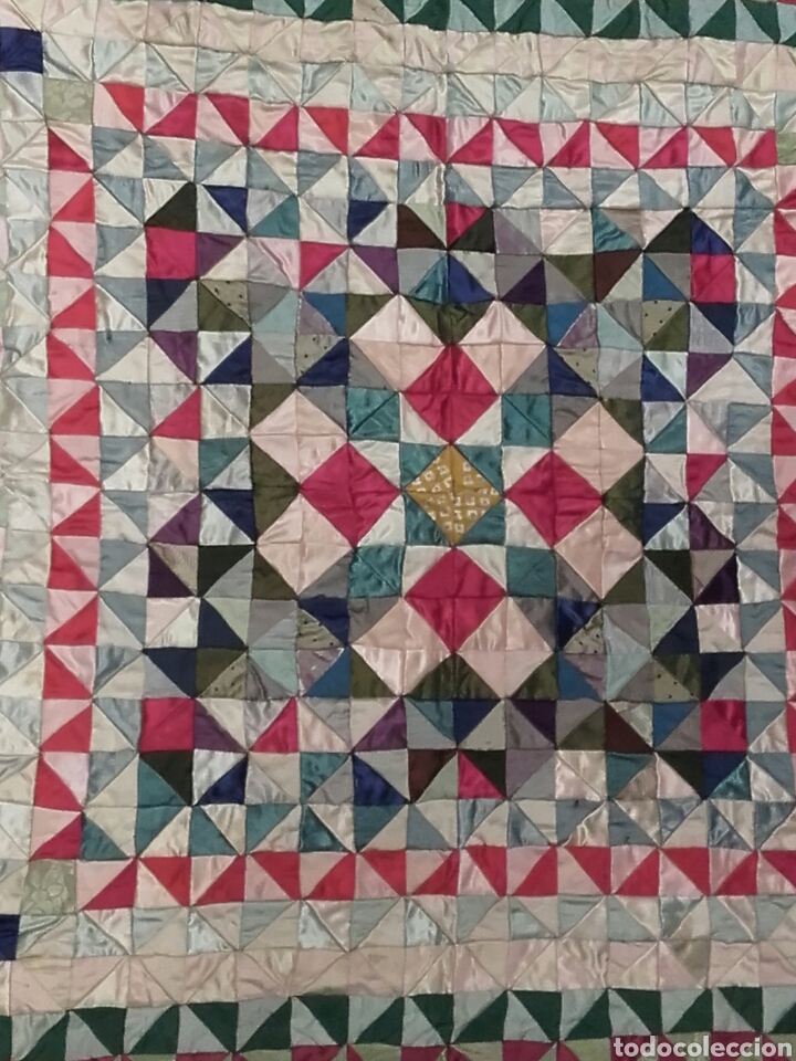 Antig&uuml;edades: PRECIOSO PATCHWORK ANTIGUO. MIDE 117 X 97 CM. - Foto 2
