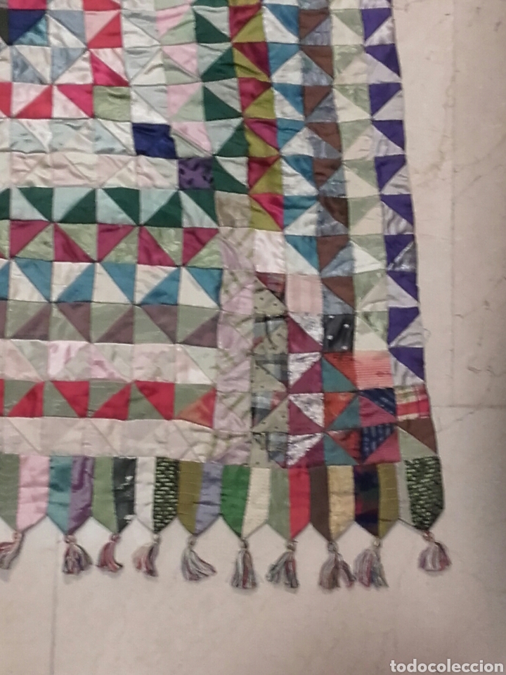 Antig&uuml;edades: PRECIOSO PATCHWORK ANTIGUO. MIDE 117 X 97 CM. - Foto 3