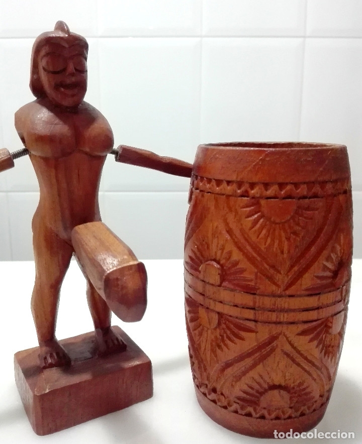 Antig&uuml;edades: GUERRERO Y CUBETA TALLA MADERA - Foto 4