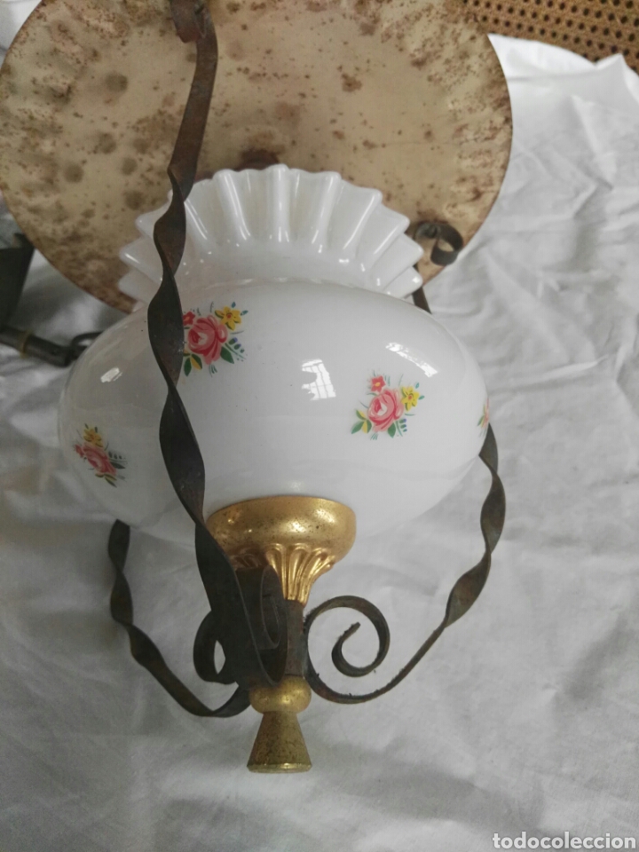 Antig&uuml;edades: Antigua lampara para colgar opalina - Foto 7