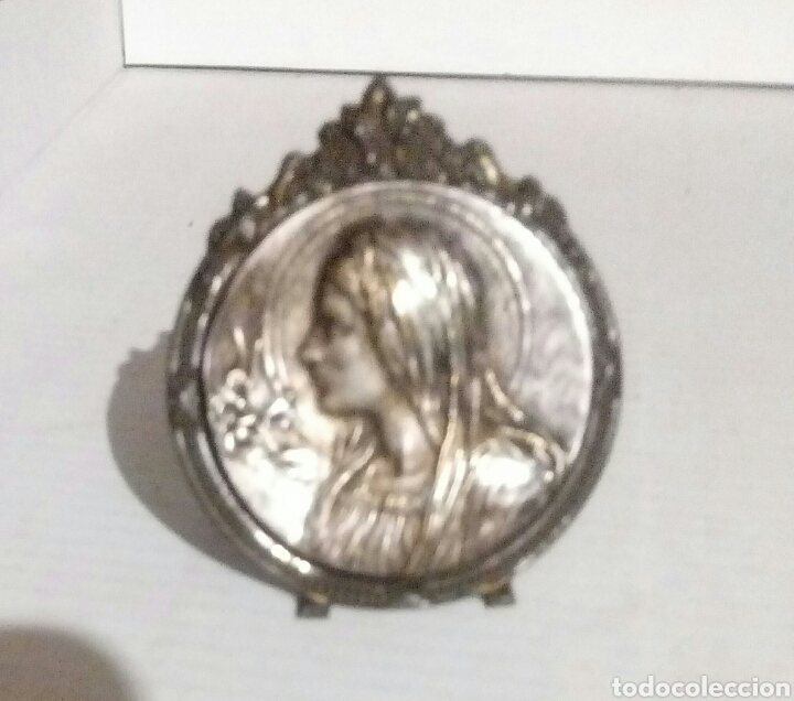 Antig&uuml;edades: Medalla medallon sobremesa Virgen - Foto 2