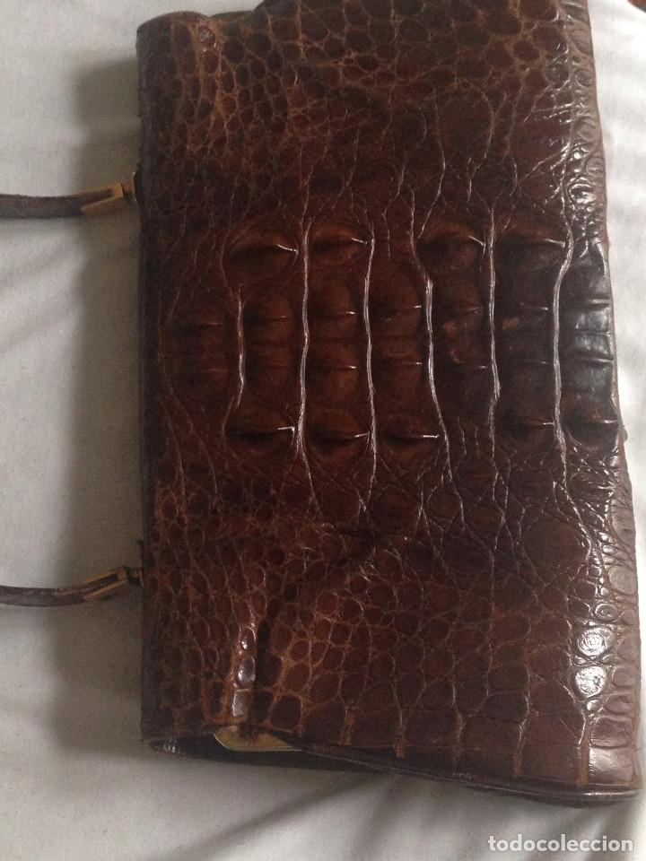 Antig&uuml;edades: ESPECTACULAR BOLSO DE COCODRILO - Foto 3