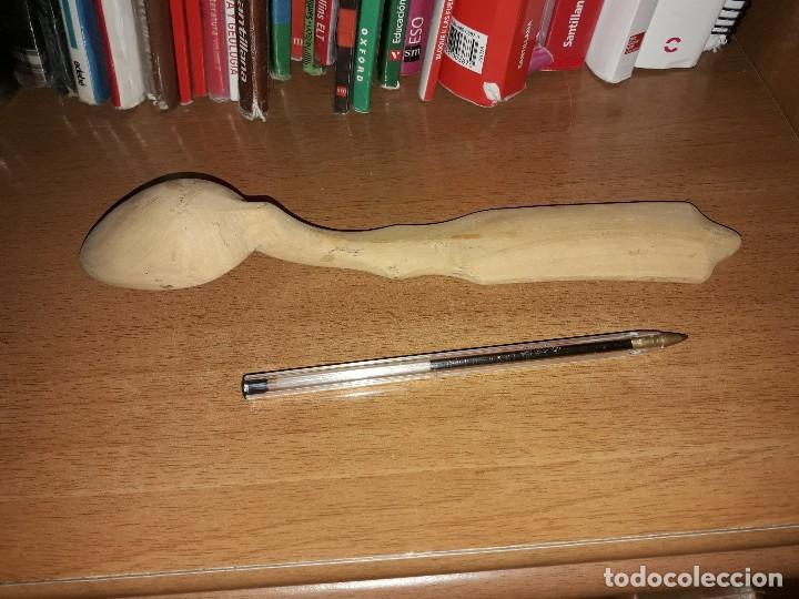 Antig&uuml;edades: Cuchara tallada de madera de boj grande. - Foto 2