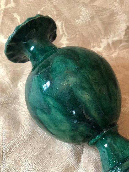 Antig&uuml;edades: JARRON O FLORERO VIDRIADO VERDE - Foto 5