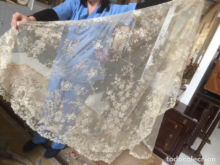 Antig&uuml;edades: velo mantilla de encaje de brusela - Foto 1