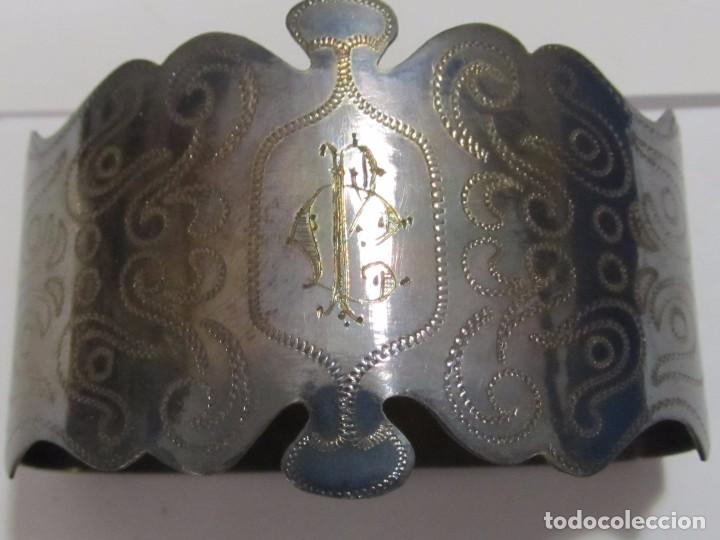 Antig&uuml;edades: ESTUCHE CON 2 SERVILLETEROS DE ALPACA PLATEADA - Foto 2