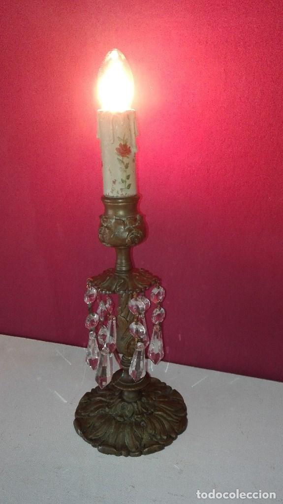 Antig&uuml;edades: PIE DE LAMPARA BRONCE - Foto 2