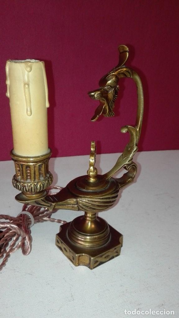 Antig&uuml;edades: LAMPARA BRONCE ALADINO VELA - Foto 4