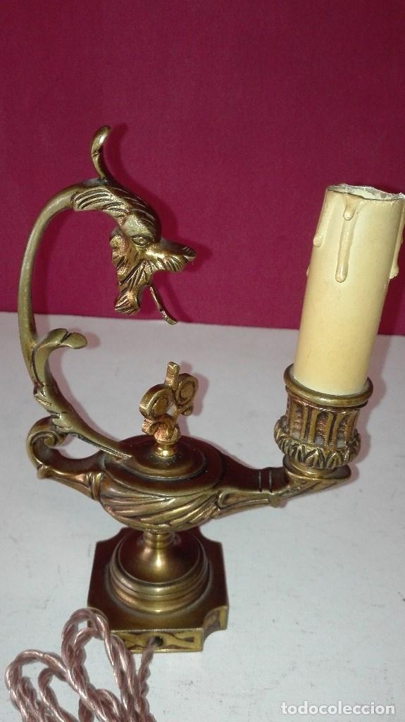 Antig&uuml;edades: LAMPARA BRONCE ALADINO VELA - Foto 5