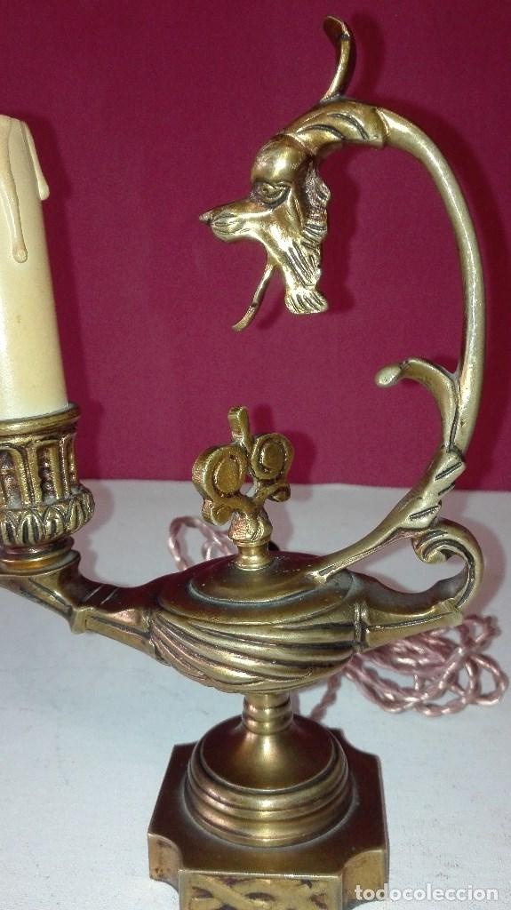 Antig&uuml;edades: LAMPARA BRONCE ALADINO VELA - Foto 8