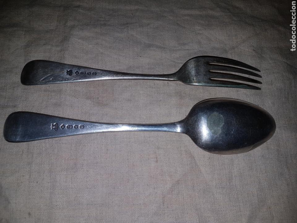 Antig&uuml;edades: Cuchara tenedor de plata pacific steam navigation - Foto 1