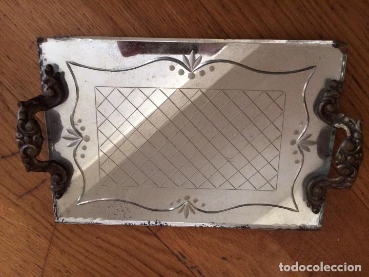 Antig&uuml;edades: BANDEJA CRISTAL Y BRONCE ANTIGUA - Foto 1
