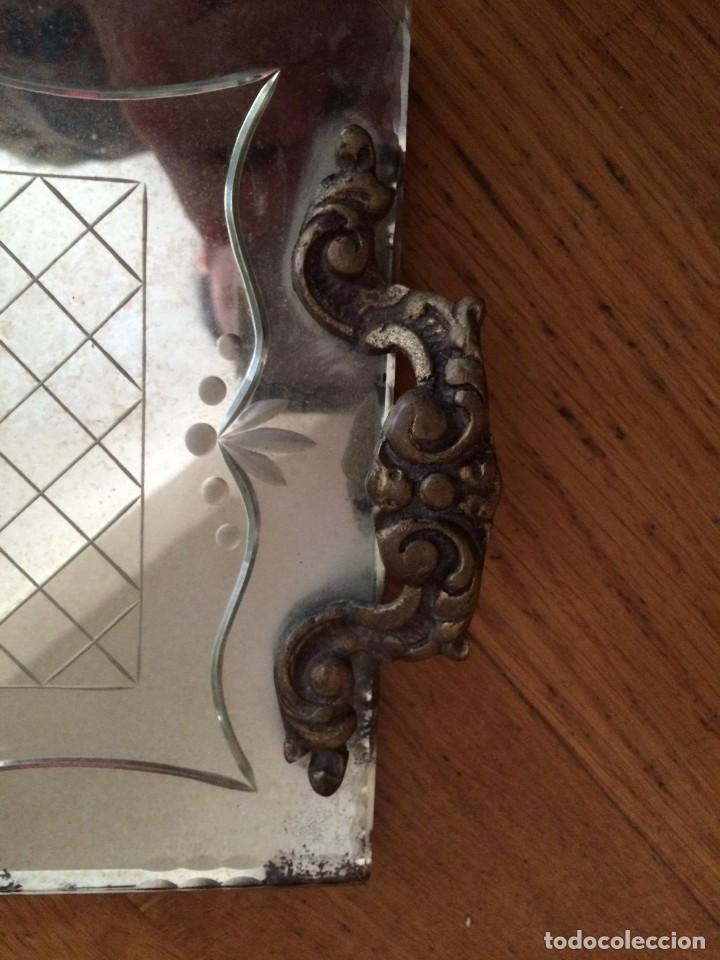 Antig&uuml;edades: BANDEJA CRISTAL Y BRONCE ANTIGUA - Foto 3