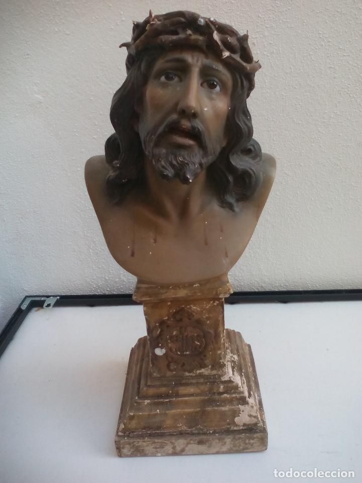 Oggetti Antichi: ANTIGUO SANTISIMO CRISTO DE LIMPIAS CON OJOS DE CRISTAL. 36 CM