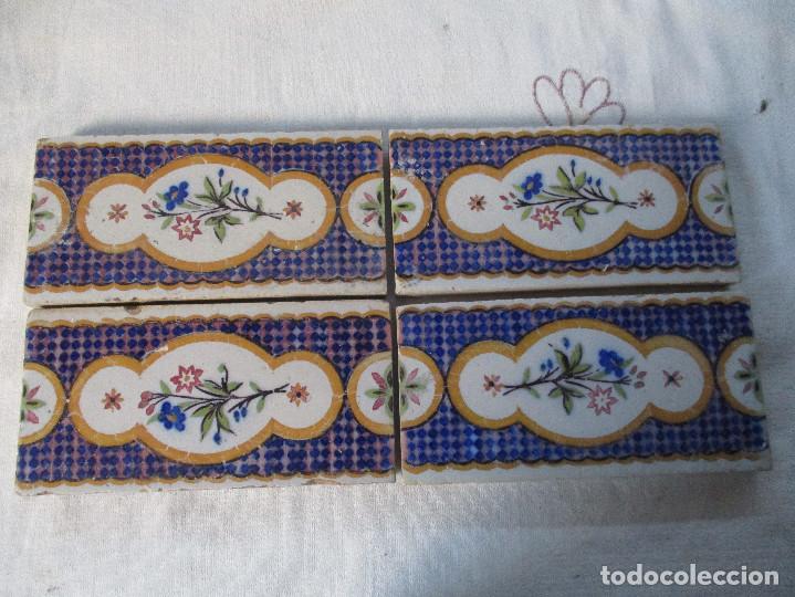 Antig&uuml;edades: 4 azulejos cenefas siglo XIX - Foto 1