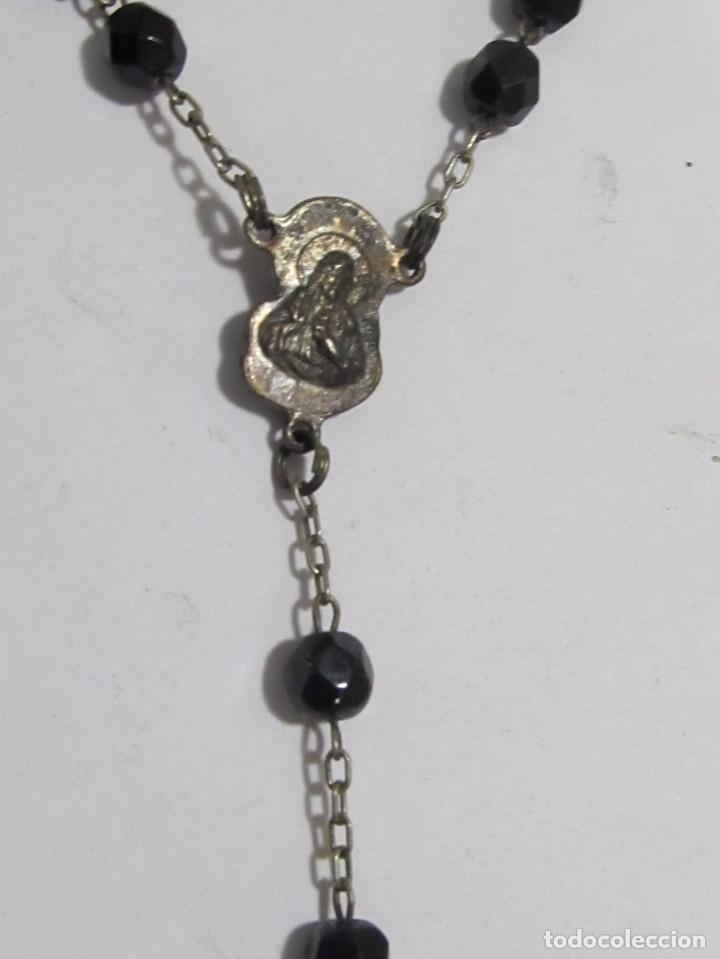 Antig&uuml;edades: ROSARIO PLATEADO CON BOLAS ONIX - Foto 3