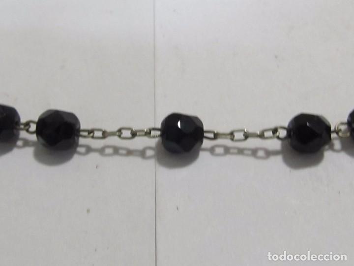 Antig&uuml;edades: ROSARIO PLATEADO CON BOLAS ONIX - Foto 5