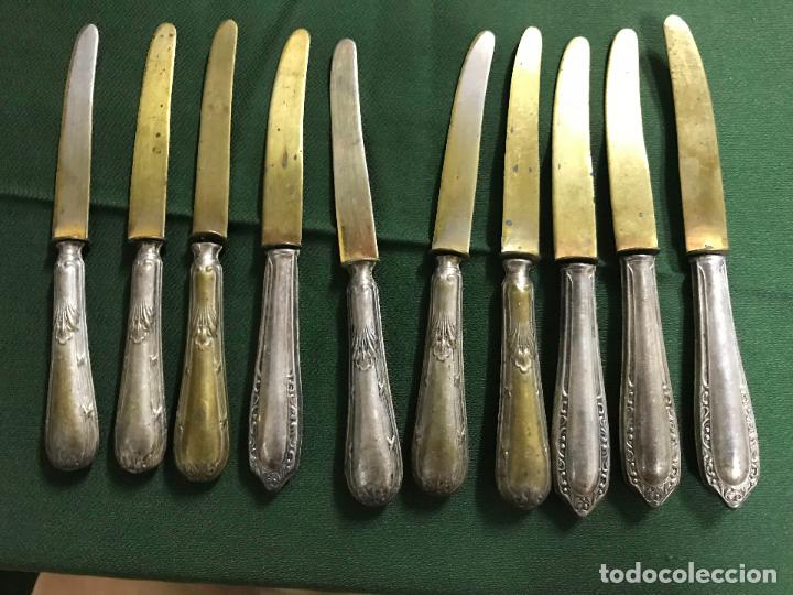 Antig&uuml;edades: juego 10 cuchillos de postre alpaca - Foto 1
