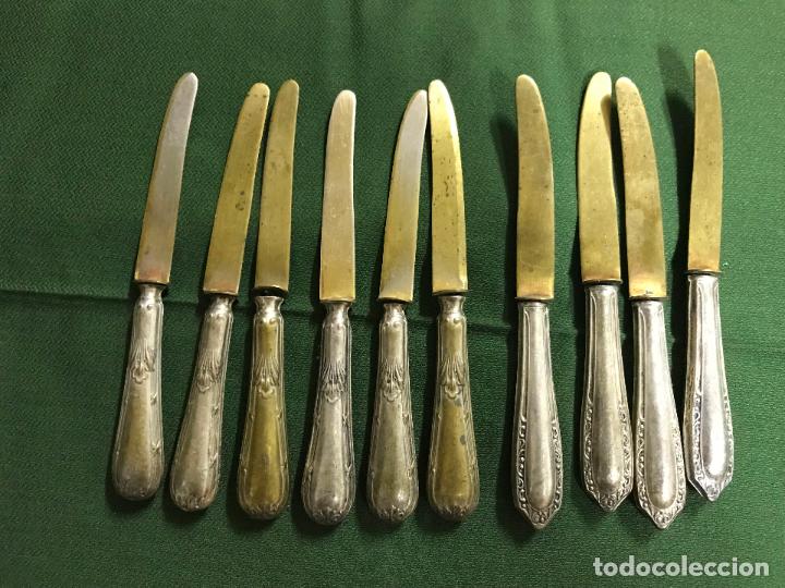 Antig&uuml;edades: juego 10 cuchillos de postre alpaca - Foto 2