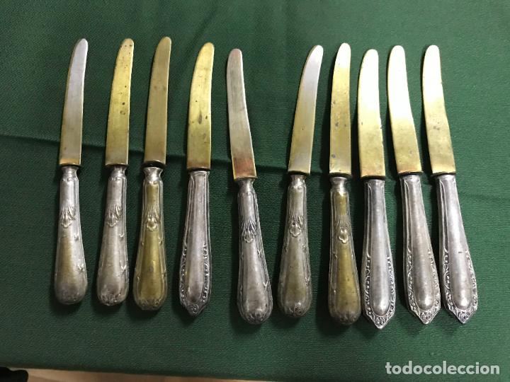 Antig&uuml;edades: juego 10 cuchillos de postre alpaca - Foto 3