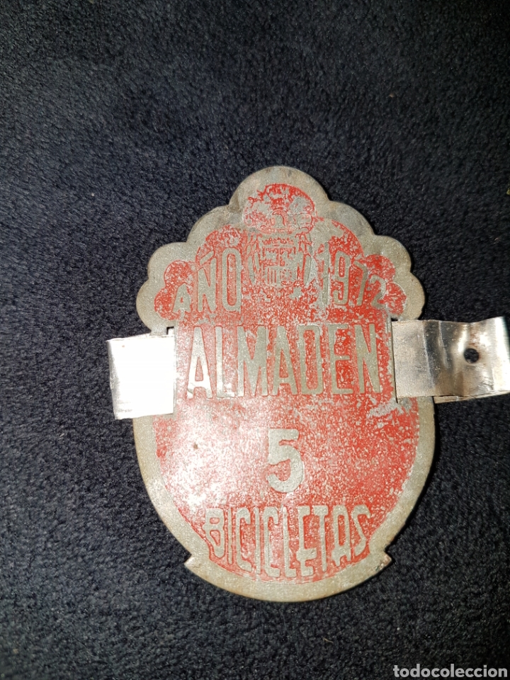 Antig&uuml;edades: Matricula bicicleta Almaden 1972