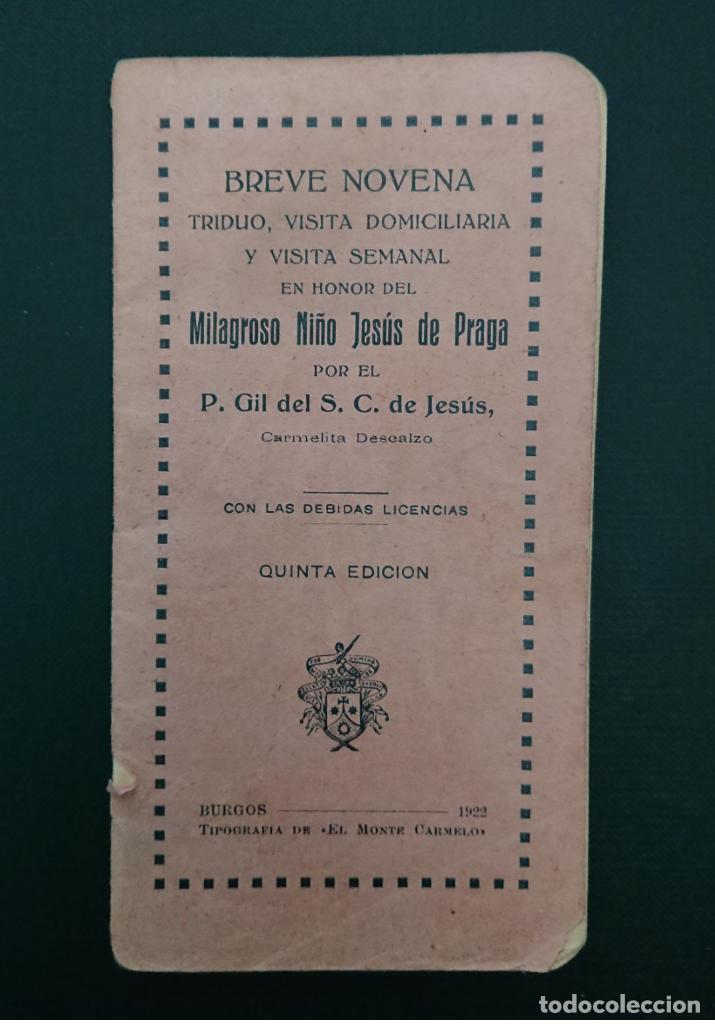 MILAGROSO NIÑO JESÚS DE PRAGA, NOVENA, TRIDUO, 1922 (Antigüedades - Religiosas - Artículos Religiosos para Liturgias Antiguas)