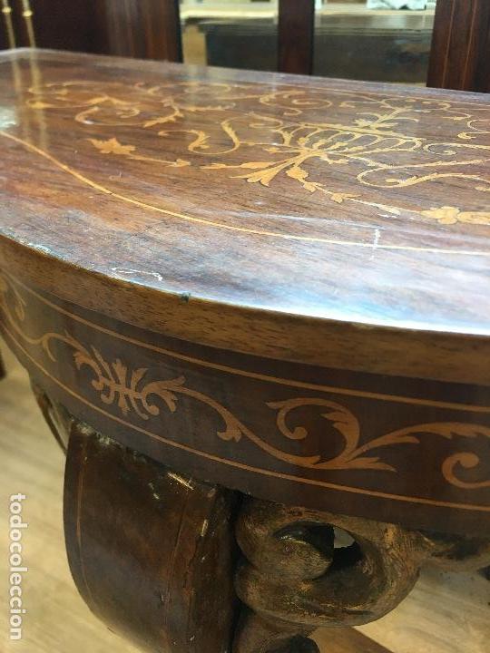 Antig&uuml;edades: Consola con chapa de caoba y marqueter&iacute;a - Foto 5