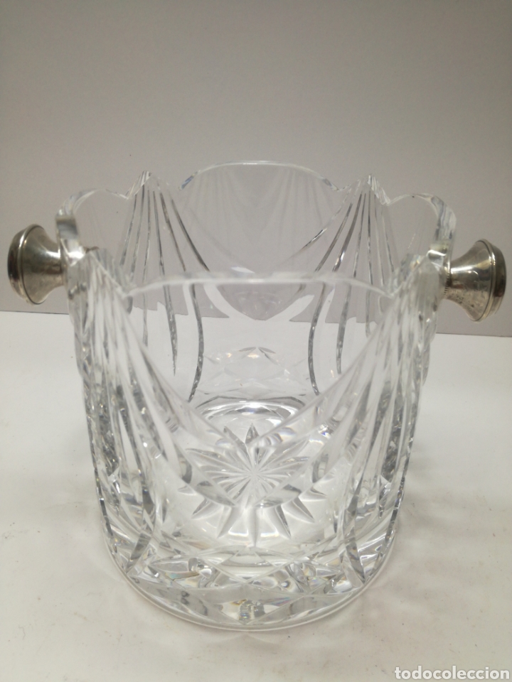 Antiques: Cubitero de CRISTAL tallado y PLATA