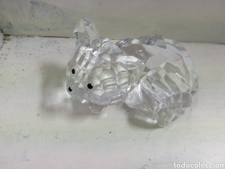 Antig&uuml;edades: Cristal, animal tumbado miniatura. 6cm de largo y 4cm de alto
