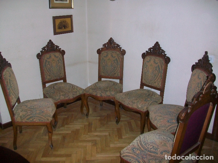 Antig&uuml;edades: Juego 6 sillas alfonsinas - Foto 2