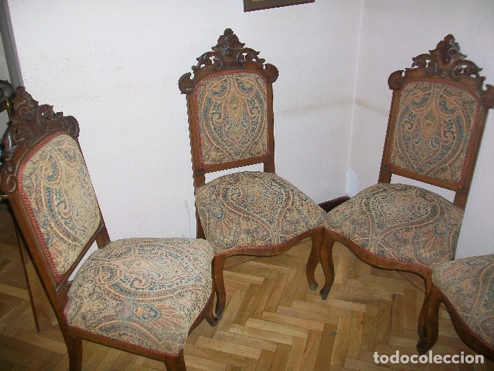 Antig&uuml;edades: Juego 6 sillas alfonsinas - Foto 4