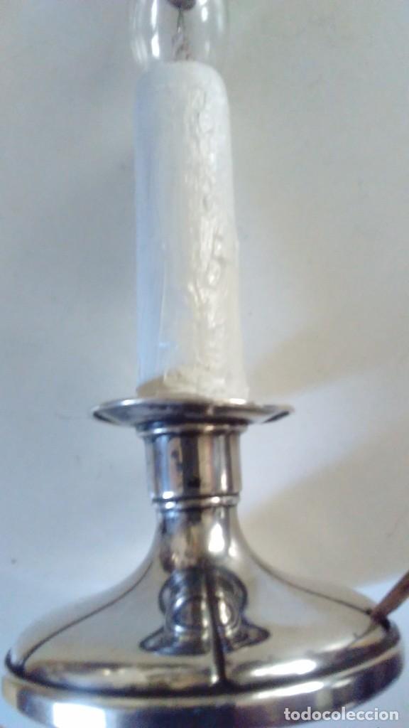 Antig&uuml;edades: L&aacute;mpara de plata en forma de vela - Foto 3