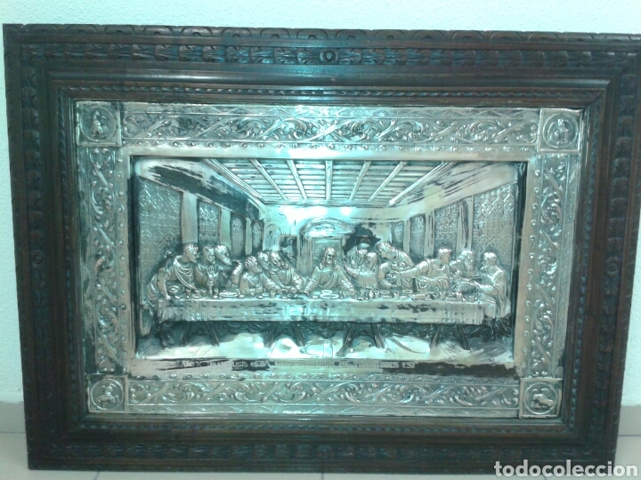 Antig&uuml;edades: ANTIGUO MARCO DE MADERA CON LA SANTA CENA - Foto 1