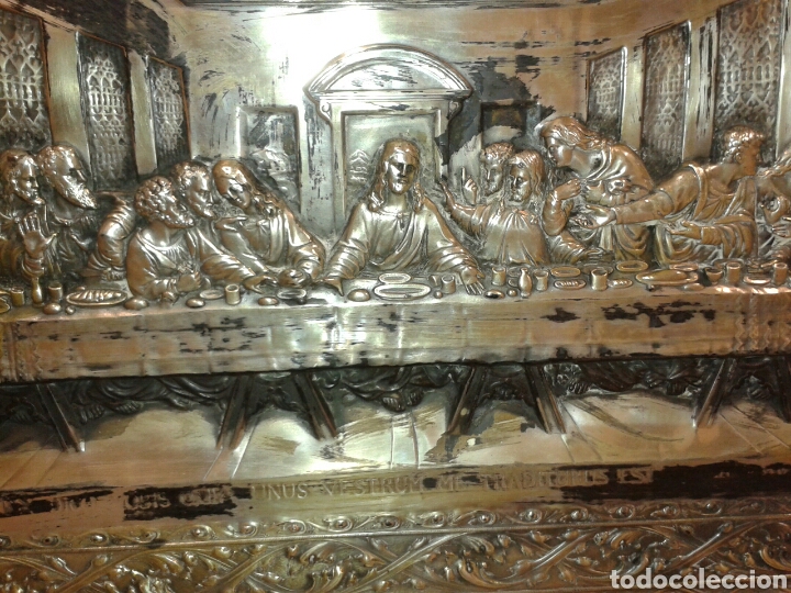 Antig&uuml;edades: ANTIGUO MARCO DE MADERA CON LA SANTA CENA - Foto 2