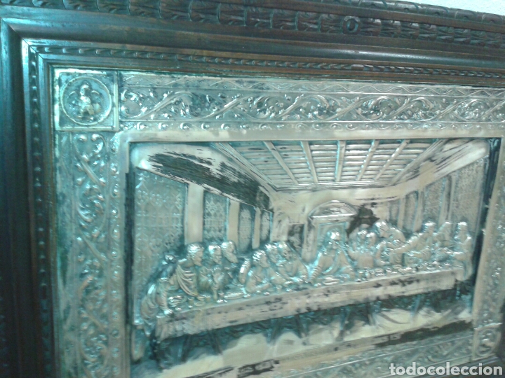 Antig&uuml;edades: ANTIGUO MARCO DE MADERA CON LA SANTA CENA - Foto 3