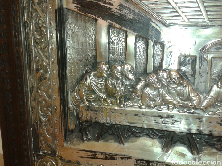 Antig&uuml;edades: ANTIGUO MARCO DE MADERA CON LA SANTA CENA - Foto 4