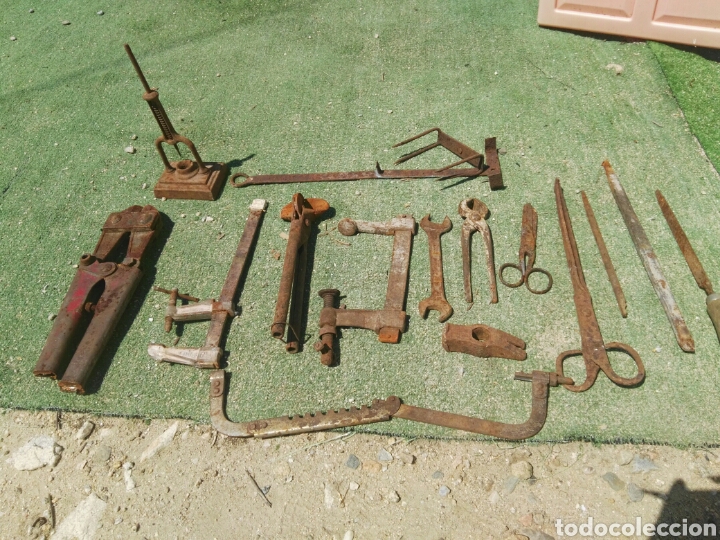 Antig&uuml;edades: Lote herramientas antiguas variadas hierro - Foto 5