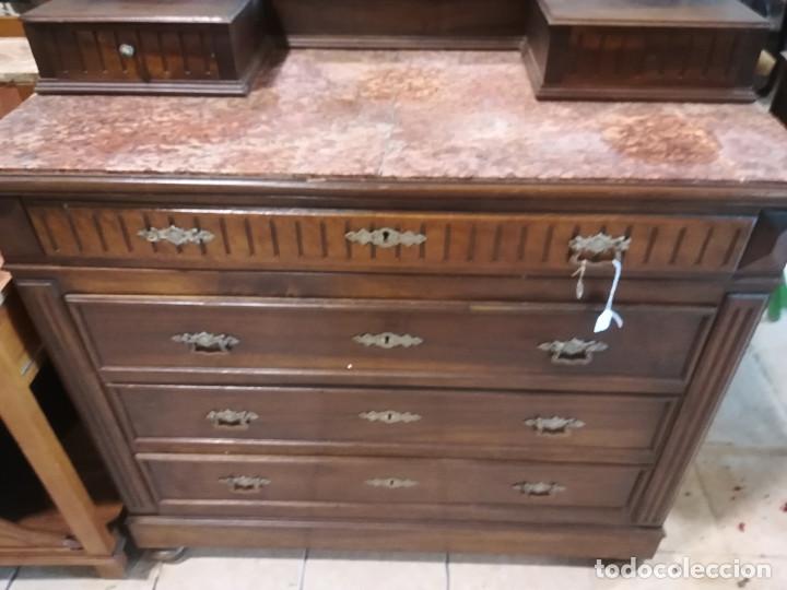 Antig&uuml;edades: COMODA DE ROBLE CON ESPEJO SUPERIOR - Foto 2