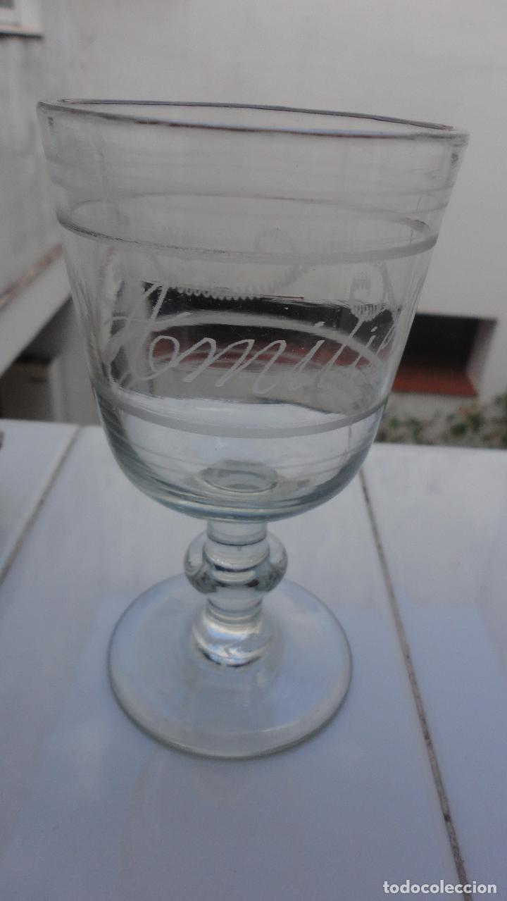 Antig&uuml;edades: ANTIGUA COPA DE VIDRIO SOPLADO.PERSONALIZADA AMILI&Eacute;.FINALES DEL XIX O PPIOS DEL XX