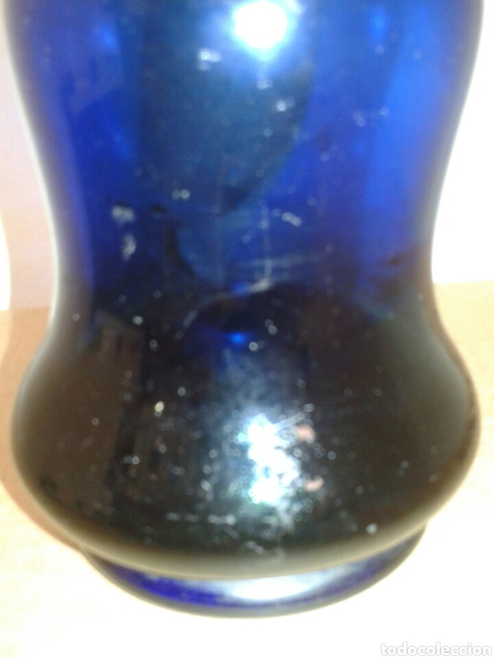 Antig&uuml;edades: ANTIGUO QUINQUE CRISTAL AZUL - Foto 8