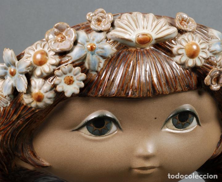 Antigüedades: Cabeza bucólica en porcelana Lladró acabado gres años 70 - Foto 4 - 125935719