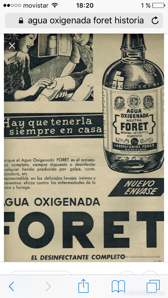 Antig&uuml;edades: Botella Agua Oxigenada 1/2 litro - Foto 2