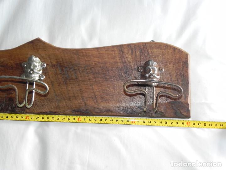 Antig&uuml;edades: ** ANTIGUO PERCHERO DE MADERA DE ROBLE Y PERCHAS CON CARAS ** - Foto 6
